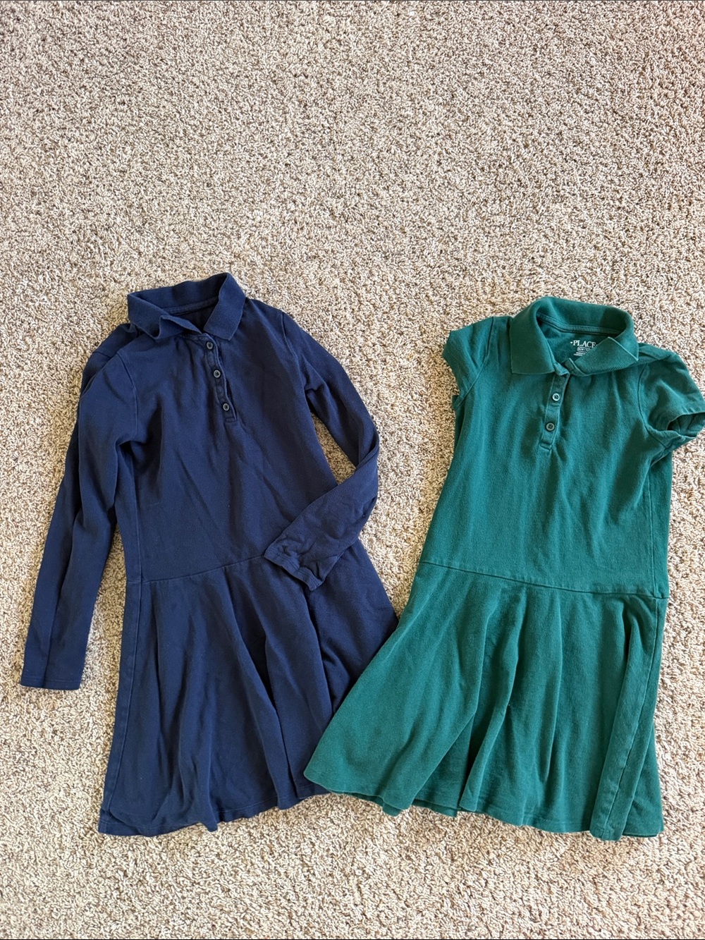 Kids School Polo Dress - Navy and Teal